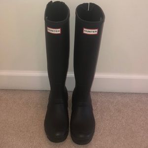 Tall Matte Black Hunter Boots